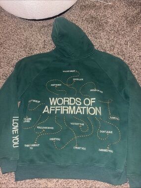 Words of Affirmation Green Hoodie Sweater Dandy Worldwide
